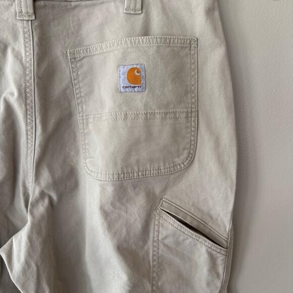 Carhartt Rugged Flex Relaxed Fit Canvas Work Pants Tan Khaki Mens 36x32 Workwear - Picture 3 of 14